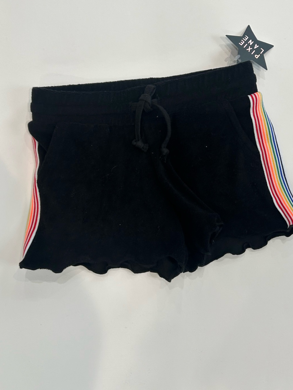 Pixie Lane Black Terry Rainbow Trim Shorts